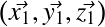 &Eacute;quation en notation Latex&nbsp;: \left(\vec{x_1},\vec{y_1},\vec{z_1}\right)